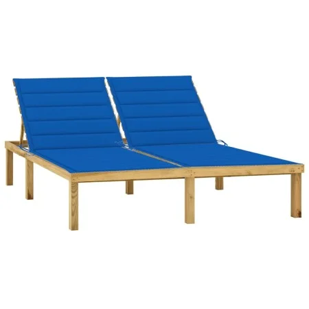 Tumbona doble y cojines azul royal madera pino impregnada by vidaXL, Loungers - Ref: Foro24-3065889, Price: 217,63 €, Discoun...
