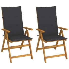 Reclining garden chairs 2 pcs solid acacia wood cushions by vidaXL, Garden chairs - Ref: Foro24-3064059, Price: 180,41 €, Dis...