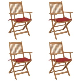 Folding garden chairs 4 units and solid acacia wood cushions by vidaXL, Garden chairs - Ref: Foro24-3064623, Price: 240,57 €,...
