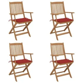 Folding garden chairs 4 units and solid acacia wood cushions by vidaXL, Garden chairs - Ref: Foro24-3064623, Price: 210,82 €,...