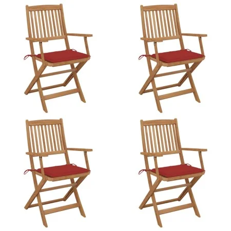 Folding garden chairs 4 units and solid acacia wood cushions by vidaXL, Garden chairs - Ref: Foro24-3064623, Price: 210,82 €,...