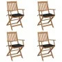 Sillas de jardín plegables 4 uds y cojines madera maciza acacia de vidaXL, Sillas de jardín - Ref: Foro24-3064624, Precio: 21...