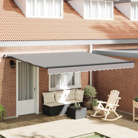 Toldo Retráctil Manual Gris claro 400 x 300 cm tela