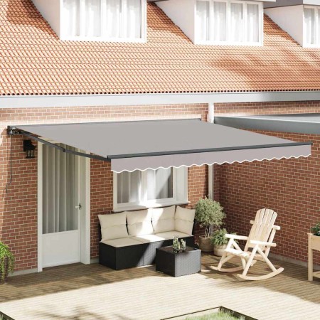 Toldo Retráctil Manual Gris Claro 400x300 cm tela