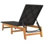 Sonnenliege aus synthetischem Rattan und massivem braunem und schwarzem Akazienholz von vidaXL, Liegen - Ref: Foro24-319726, ...