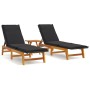 3-teiliges Gartenmöbel-Set aus synthetischem Rattan-Akazienholz von vidaXL, Liegen - Ref: Foro24-3154401, Preis: 349,25 €, Ra...