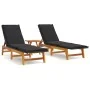 Set de muebles de jardín 3 piezas ratán sintético madera acacia de vidaXL, Tumbonas - Ref: Foro24-3154401, Precio: 341,06 €, ...
