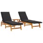 3-teiliges Gartenmöbel-Set aus synthetischem Rattan-Akazienholz von vidaXL, Liegen - Ref: Foro24-3154401, Preis: 349,25 €, Ra...
