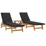 Set de muebles de jardín 3 piezas ratán sintético madera acacia de vidaXL, Tumbonas - Ref: Foro24-3154401, Precio: 341,06 €, ...