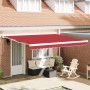 Toldo Retráctil Rojo 400 x 300 cm Tela, Metal