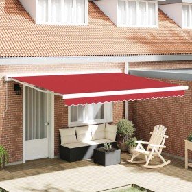 Toldo Retráctil Rojo 400 x 300 cm Tela, Metal Toldo Retráctil Rojo 400 x 300 cm Tela, Metal