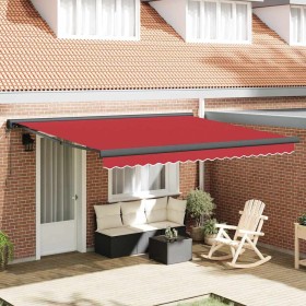 Toldo Retráctil Manual Rojo 400 x 300 cm Tela, Metal