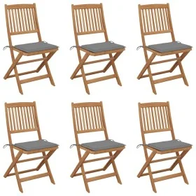 6 pcs folding garden chairs and solid acacia wood cushions by vidaXL, Garden chairs - Ref: Foro24-3074995, Price: 307,30 €, D...
