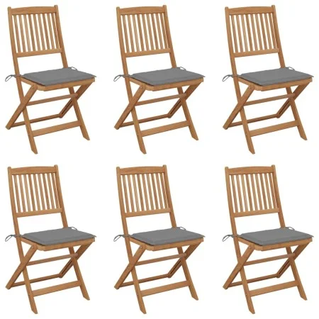 6 pcs folding garden chairs and solid acacia wood cushions by vidaXL, Garden chairs - Ref: Foro24-3074995, Price: 307,30 €, D...