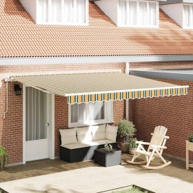 Toldo Retráctil 400 x 300 cm Verde y amarillo