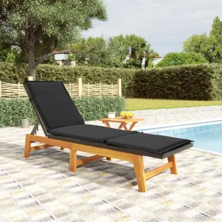 Lounger with synthetic rattan table and solid acacia wood by vidaXL, Loungers - Ref: Foro24-319724, Price: 196,98 €, Discount: %