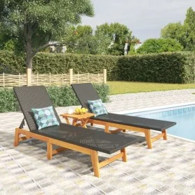3-piece garden furniture set synthetic rattan acacia wood by vidaXL, Loungers - Ref: Foro24-3154402, Price: 270,59 €, Discoun...