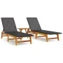 3-teiliges Gartenmöbel-Set aus synthetischem Rattan-Akazienholz von vidaXL, Liegen - Ref: Foro24-3154402, Preis: 270,59 €, Ra...