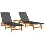 3-teiliges Gartenmöbel-Set aus synthetischem Rattan-Akazienholz von vidaXL, Liegen - Ref: Foro24-3154402, Preis: 270,59 €, Ra...