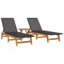 3-teiliges Gartenmöbel-Set aus synthetischem Rattan-Akazienholz von vidaXL, Liegen - Ref: Foro24-3154402, Preis: 276,16 €, Ra...