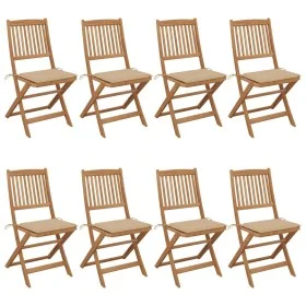 Klappbare Gartenstühle 8 Stk. massives Akazienholz und Kissen von vidaXL, Gartenstühle - Ref: Foro24-3075024, Preis: 376,14 €...