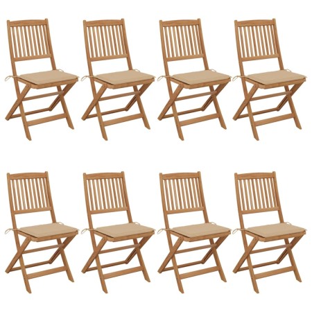 Klappbare Gartenstühle 8 Stk. massives Akazienholz und Kissen von vidaXL, Gartenstühle - Ref: Foro24-3075024, Preis: 417,69 €...