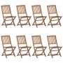 Folding garden chairs 8 pcs solid acacia wood and cushions by vidaXL, Garden chairs - Ref: Foro24-3075024, Price: 418,56 €, D...