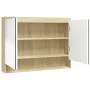 Badezimmerschrank mit MDF-Spiegel in Weiß und Eiche, 80 x 15 x 60 cm von vidaXL, Badezimmerwaschtische - Ref: Foro24-331537, ...