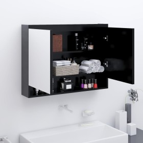 Armario de baño con espejo MDF gris antracita 80x15x60 cm