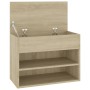 Banco zapatero madera contrachapada roble Sonoma 60x30x45 cm de vidaXL, Zapateros y organizadores de calzado - Ref: Foro24-80...