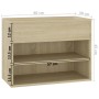 Banco zapatero madera contrachapada roble Sonoma 60x30x45 cm de vidaXL, Zapateros y organizadores de calzado - Ref: Foro24-80...