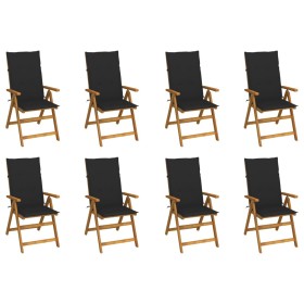 Folding garden chairs and cushions 8 pcs solid acacia wood by vidaXL, Garden chairs - Ref: Foro24-3075061, Price: 655,81 €, D...