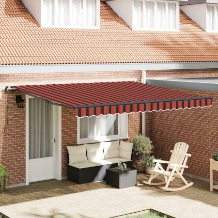 Toldo Retráctil Manual Naranja y marrón 400 x 350 cm tela