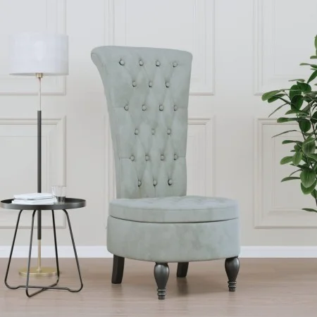 Sessel mit hoher Rückenlehne und hellgrauen Samtknöpfen von vidaXL, Einfache Stühle - Ref: Foro24-352464, Preis: 171,34 €, Ra...