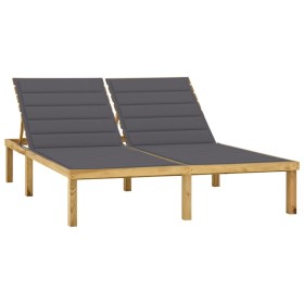 Double sun lounger and cushions in anthracite gray impregnated pine wood by vidaXL, Loungers - Ref: Foro24-3065879, Price: 22...
