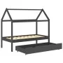 Children's bed frame and gray pine wood drawer 80x160cm by vidaXL, Cribs and beds for children - Ref: Foro24-322143, Price: 1...