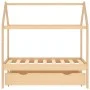 Estructura de cama infantil con cajón madera de pino 70x140 cm de vidaXL, Cunas y camas para niños - Ref: Foro24-322136, Prec...