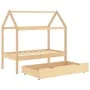 Children's bed frame with pine wood drawer 70x140 cm by vidaXL, Cribs and beds for children - Ref: Foro24-322136, Price: 156,...