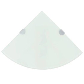 Estante de esquina con soportes cromados vidrio blanco 35x35 cm
