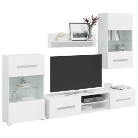 Juego de muebles de salón 5 piezas con iluminación LED blanco