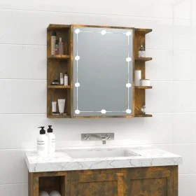 Mueble con espejo y luces LED roble ahumado 70x16,5x60 cm de vidaXL, Tocadores de baño - Ref: Foro24-820451, Precio: 100,14 €...