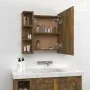 Möbel mit Spiegel und LED-Leuchten, geräucherte Eiche, 70 x 16,5 x 60 cm von vidaXL, Badezimmerwaschtische - Ref: Foro24-8204...