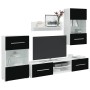 Juego de muebles de salón 5 piezas con iluminación LED negro