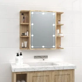 Furniture with mirror and LED lights Sonoma oak 70x16.5x60 cm by vidaXL, bathroom vanities - Ref: Foro24-808876, Price: 70,48...