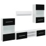 Juego de muebles de salón 5 piezas con iluminación LED negro