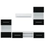 Juego de muebles de salón 5 piezas con iluminación LED negro
