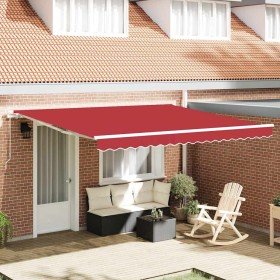 Toldo Retráctil Manual Rojo 400 x 350 cm Tela, Metal Toldo Retráctil Manual Rojo 400 x 350 cm Tela, Metal