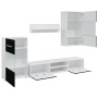 Juego de muebles de salón 5 piezas con iluminación LED negro