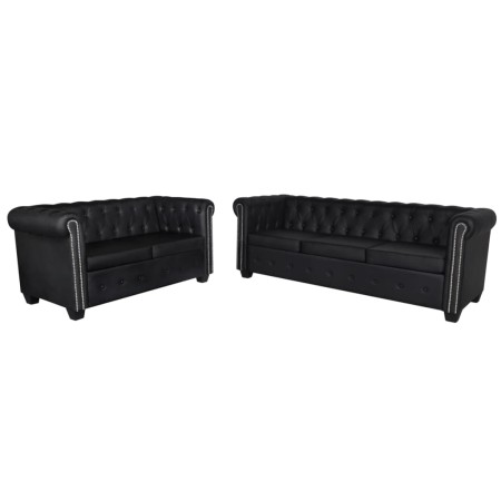 Chesterfield 2- und 3-Sitzer-Sofas aus schwarzem Kunstleder von vidaXL, Sofas - Ref: Foro24-272249, Preis: 890,86 €, Rabatt: %