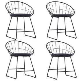 Dining Chairs Faux Leather Seats 4 Pcs Black Steel by vidaXL, dining chairs - Ref: Foro24-276235, Price: 200,03 €, Discount: %